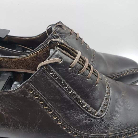 Vintage US9 Handmade Men's Brown Leather Split Toe Lace Up Derby Dress Shoes - Picture 4 of 7
